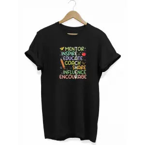 24 Kasım Öğretmenler Günü Hediye Temalı Oversize Bisiklet Yaka T-shirt - Siyah