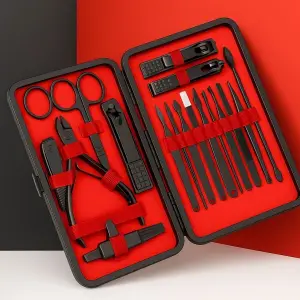 24 Parça Kendiliğinden Deri Çantalı Seyahat Tipi Manikür Pedikür Seti Bx40