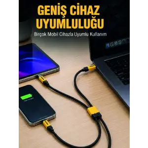 240W Çoklu Şarj Kablosu Type-C Lightning Micro USB Örgü Kablo