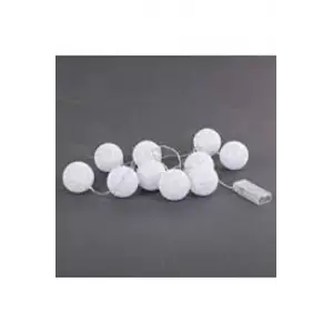 2m 10lu Işıklı Beyaz Top Dekoratif Süs Pilli