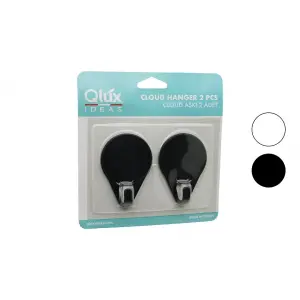 2pcs Cloud Askı Siyah - Beyaz Plastik Yapışkanlı Montaj Bx40