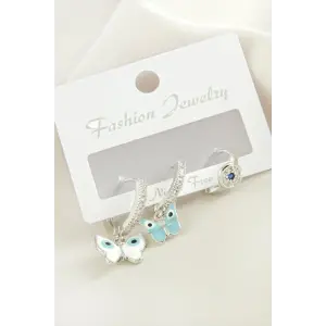 3 Adet Kelebek Zirkon Taşlı Küpe