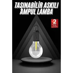 3 Farklı Mod LEDli Şarjlı Asma Kancalı Kamp Lambası Taşınabilir Ampul