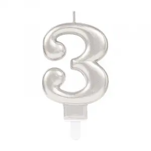 3 Rakam Mum Gümüş Renk Bx40