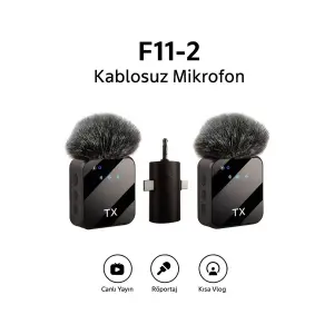 3ü 1 Arada Kablosuz Yaka Mikrofonu Seti ile Type-C, Lightning ve Jack Girişli Cihazlarda Kayıt