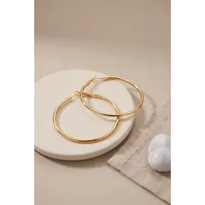 316L Çelik Gold Renk 46 mm Halka Küpe