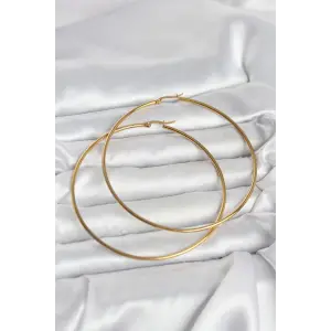 316L Çelik Gold Renk 80 mm Kadın Halka Küpe