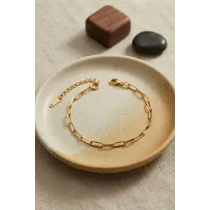 316L Çelik Gold Renk Ataş Zincir Model Erkek Bileklik