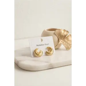 316L Çelik Gold Renk Ay Model Kadın Küpe