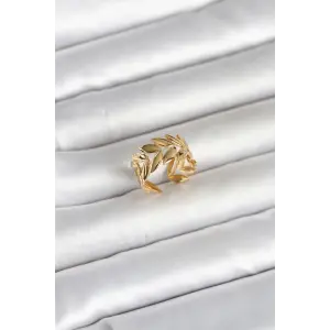 316L Çelik Gold Renk Başak Figür Kadın Yüzük