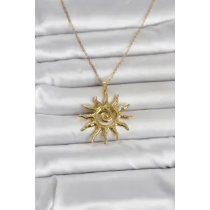 316L Çelik Gold Renk Bohem Güneş Model Kadın Kolye
