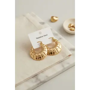 316L Çelik Gold Renk Bohem Halka Model Küpe