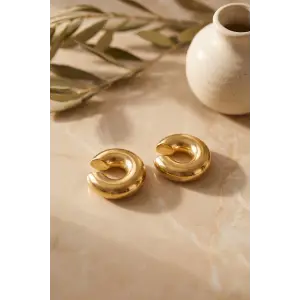 316L Çelik Gold Renk Çiftli Earcuff Küpe