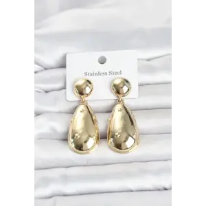 316L Çelik Gold Renk Damla Model Kadın Küpe