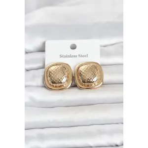 316L Çelik Gold Renk Düğme Model Kadın Küpe