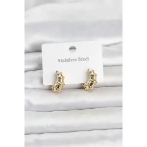 316L Çelik Gold Renk Halka Model Kadın Küpe