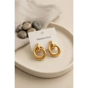 316L Çelik Gold Renk Halka Model Küpe
