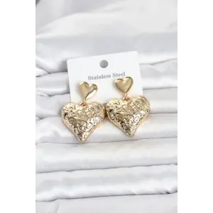 316L Çelik Gold Renk Kalp Model Kadın Küpe