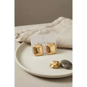 316L Çelik Gold Renk Kare Bombe Model Küpe