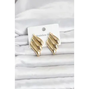 316L Çelik Gold Renk Motif Model Kadın Küpe
