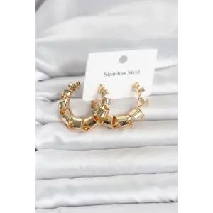 316L Çelik Gold Renk Spiral Halka Kadın Küpe