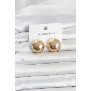 316L Çelik Gold Renk Top Model Kadın Küpe