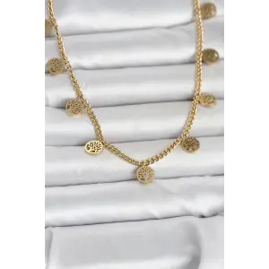 316L Çelik Gold Renk Yaşam Ağacı Model Kadın Kolye