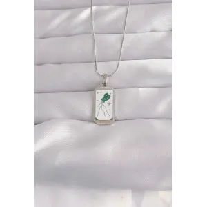 316L Çelik Gümüş Renk Beyaz Mineli Tarot Kolye