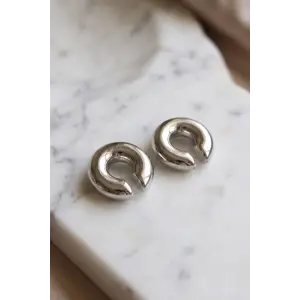 316L Çelik Gümüş Renk Çiftli Earcuff Küpe