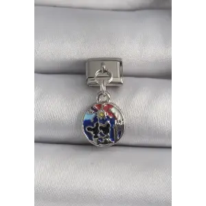 316L Çelik Gümüş Renk Sallantı Dünya Model Nomination Charm