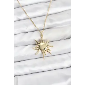 316L Çelik Zincir Gold Renk Güneş Model Kadın Kolye