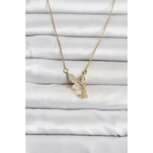 316L Çelik Zincir Gold Renk Kelebek Model Kadın Kolye