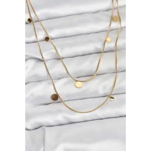 316L Çelik Zincir Gold Renk Pullu Kadın Kolye