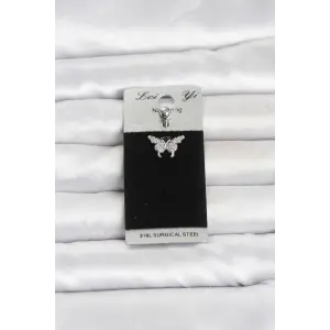 316L Cerrahi Çelik Kelebek Model Göbek Piercing