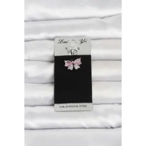 316L Cerrahi Çelik Pembe Fiyonk Model Göbek Piercing