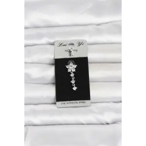 316L Cerrahi Çelik Sallantılı Çiçek Model Göbek Piercing