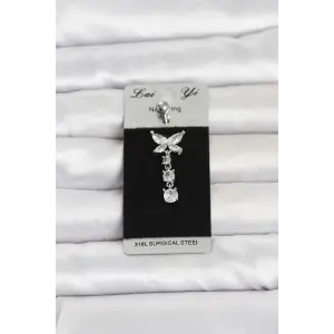316L Cerrahi Çelik Sallantılı Kelebek Model Göbek Piercing