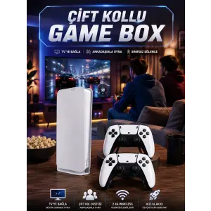 3D Çift Oyun Kollu 4K HD Ekran Nostaljik 20.000 Oyunlu Beyaz Game Box