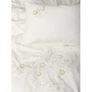 3D Nakışlı Çift Kişilik Saten Nev Takımı Gilded Ekru