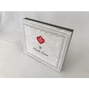 3D Nakışlı Çift Kişilik Saten Nev Takımı Perla Beyaz