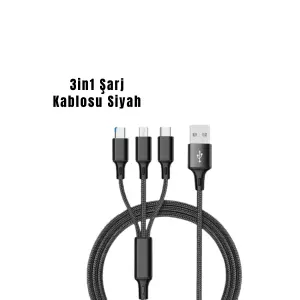 3’ü 1 Arada Hızlı Şarj Kablosu