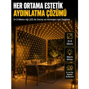 3x3 Metre Ağ LED ile Bahçenize Sıcak ve Şık Aydınlatma
