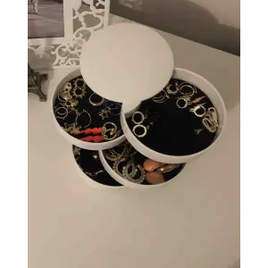4 Katlı Dönebilen Silindir Takı Ve Makyaj Organizer Kutusu