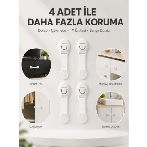 4lü Çocuk Güvenlik Dolap ve Çekmece Kilidi