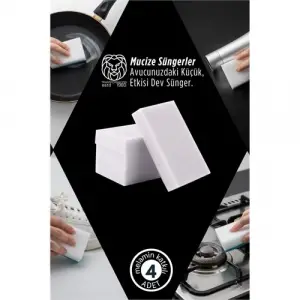 4’lü Melamin Katkılı Ultra Güçlü Mucize Leke Silici Sünger Seti 722894
