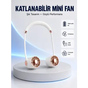 5 Kanatlı Sessiz Mini Fan 3 Vitesli Katlanabilir Asılabilir
