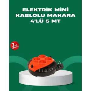 5 Metre Kablolu 4’lü Kırmızı Priz Makara