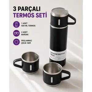 500 ml Vakumlu Termos – Çift Kat Paslanmaz Çelik, Sızdırmaz Kapağıyla Sıcak ve Soğuk İçeceklere Özel