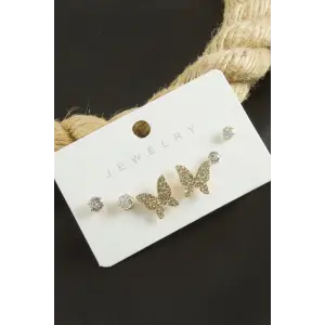 6 Adet Kelebek Zirkon Taşlı Küpe