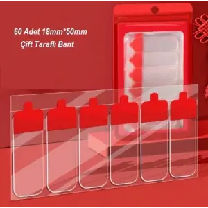 60 Parça Kolay Açılır Güçlü Çift Taraflı Bant 18mm*50mm Bx40